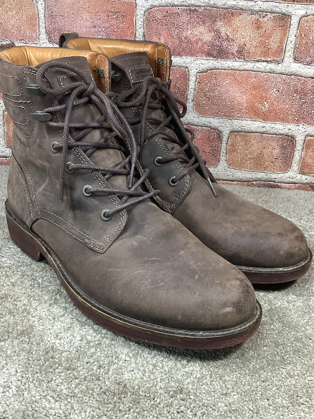 Ecco Bendix Men’s Brown lace up outdoor utility boots size 44 eu size 11 US
